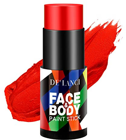 DE’LANCI Roter Gesichtsfarben Stift, Red Face Paint Body Painting Stick, Vollabdeckung Rot Gesicht Körper Farbe Clown Halloween Makeup, Für Karneval Joker Zombie Vampir Skelett SFX Schminke Cosplay