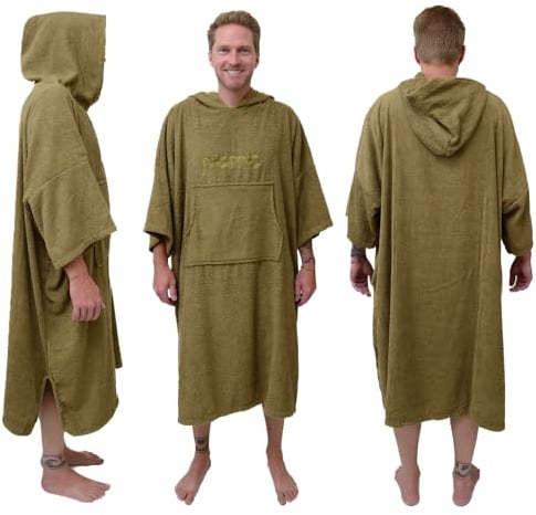 Pomo Surf Poncho, Handtuch Poncho Erwachsene aus 100% Baumwolle, Unisex, Einheitsgröße, Wickelponcho