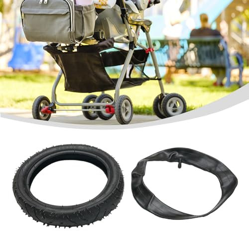 12 Zoll Kinderwagen Schlauch, 2 Stück Packung, Langlebiger 280 x 65 203 Reifen und Schlauch für Kinderwagen Dreirad Laufrad Fahrrad Kinderrad Gummimaterial (Innenschlauch + Außenreifen)