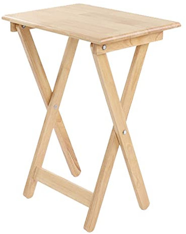 Aoveew Classic TV Dinner Folding Trays with Storage Rack Tray Table Set Wooden Snack Tables