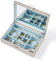 Vee Schmuckschatulle mit Deckel, 2-lagiger Schmuck-Organizer mit großem Spiegel, PU-Leder, Schmuckaufbewahrung, Displayhalter für Halsketten, Ohrringe, Ringe, Armbänder, abschließbar, Geschenk für