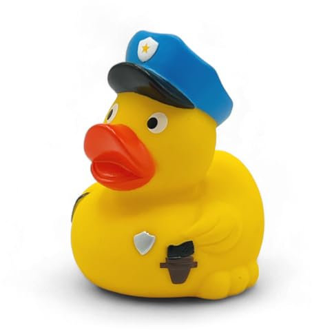 Quietscheente Paul Polizist, eine original Badeente von SUPERLOTTI®, der Qualitätsmarke für Kinder! Nur echt in der Apfelbox!