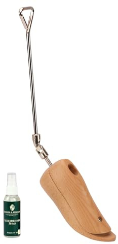 Langer & Messmer allunga scarpe e stivali per il collo del piede per uomo contro la pressione delle scarpe - in legno massiccio di faggio incl. spray allunga pelle 50ml