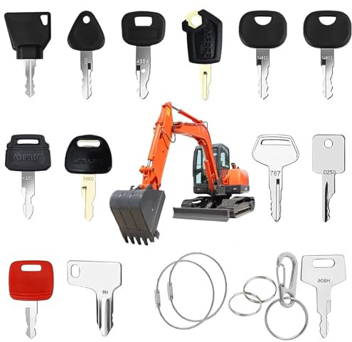 18 Baumaschinen Universal Zündschlüssel-Set für Motor Startschalter Bagger und Traktor