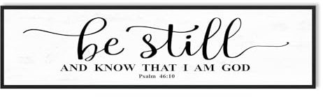 Wandschmuck mit Aufschrift Be Still And Know That I Am God, christlicher Bibelvers, Wandkunst, gerahmt, Schriftzug, Wandschilder, Bauernhaus, Eingang, Wandbehang, religiöse Wanddekoration für