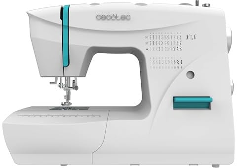 Cecotec Máquina de Coser, 66 Puntadas, Nivel Medio, BelleCouture 6600, Ojal en 4 Tiempos, Cambio rápido de prénsatelas, Luz LED Enfoque, Brazo libre y Espacio de Almacenamiento, Kit Accesorios