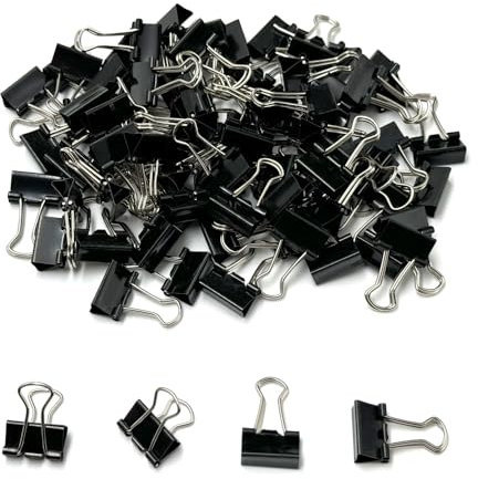 XFentech 75pcs Black Metal Binder Clips - 15mm Bulldog Clips With Extra-Strong Grip for Office, School, Home Paperwork