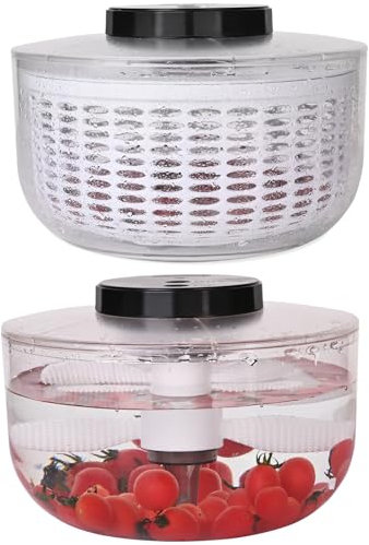 NAATIP Electric Salad Spinner - Fruit Cleaner Bowl 2-in-1, Wash, Spin & Dry Salad Greens, 6.25Qt,wireless charging