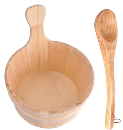 Cubo De Madera Y Juego De Cucharón Y Juego De Cucharón, Cubo De Sauna De Cedro Cubo De Madera Para Sauna Juego De Cubo Y Cucharón De Madera Cubo De 4 L Con Asa Accesorios De Baño