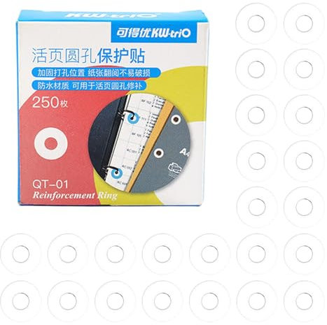 Packung mit 250 Lochverstärkern, Selbstklebende Verstärkungsringe, Lochverstärker, 15mm Aufkleber Papier, Papierring Lochverstärker für lose Blätter, Seitenverstärkungsaufkleber für Büro, Schule