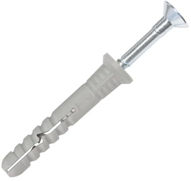 Nageldübel mit Senkkopfschrauben Schnellmontage Schlagdübel Dübel mit vormontierten Schrauben - Einschlagdübel mit Nagelschrauben (∅8 mm x 50mm, 100.0, Stück)