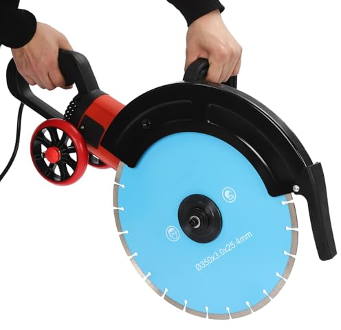 3500 W Elektrische Betonsäge, 3800 U/min Betonfräse, Betonschneider für 350mm Scheibendurchmesser und Einstellbare 135mm Schnitttiefe für Beton, Granit und Keramik