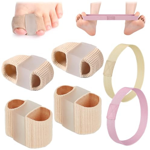 4 Stück Zehenspreizer Hallux Valgus mit 2 Stück Trainingsband für die Ballenzehen,Hallux Valgus Zehenspreizer Korrektur,Silikon Großzehenabstandshalter,Toe Separator für Hallux Valgus Korrektu,Unisex