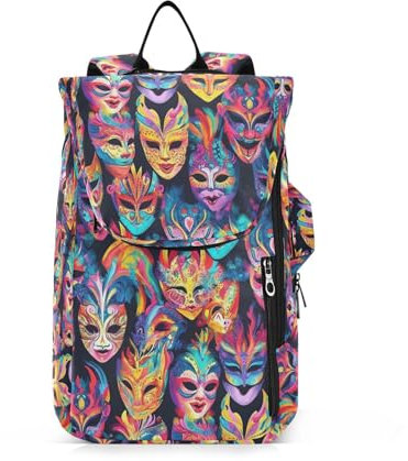 tplaotee Tennis-Rucksack für Erwachsene, atmungsaktive Masken, Karneval, lebendige Farben, mehrere Tennis-, Badmintonschläger-Tasche für Tennis, Badminton, Pickleball