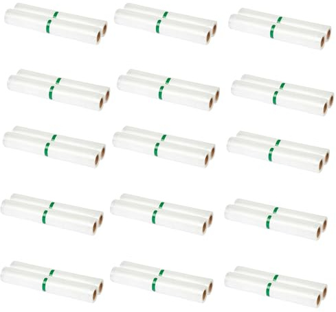 Huslog 30 Rollen für Vakuumierer, 28x300 cm, Vakuumierbeutel, BPA-frei, Vakuumbeutel Lebensmittel für Alle Vakuumierer, Mikrowellen and Sous Vide, Transparent