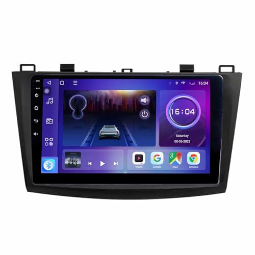 BOJONTN 9 Zoll Android 14 Touchscreen Bildschirm Autoradio 2 Din für Mazda 3 BL 2009-2013 mit Kabellosem Carplay Bluetooth GPS Navi Lenkradsteuerung Rückfahrkamera(F5 (8+256G))