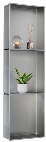 Dalsys Wandnische 30 x 100 x 12cm Silber Edelstahl | Wandbündige Nische, moderne Duschnische, keine Fliesen erforderlich, wasserdicht für Dusche, Badezimmer, Wohnzimmer, Küche