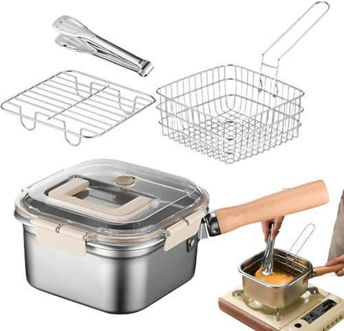 Petite friteuse avec, poêle profonde pour camping – Ustensiles de cuisine d'extérieur pour jardin, barbecue, fête, camping, pique-nique