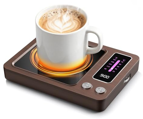 Coffee Mug Warmer 35-75℃ 5 Temperature Control 9-Hour Auto Shut Off Cup Warmer for Desk Electric Beverage Warmer Tea,Milk,Candle (Wood Grain)