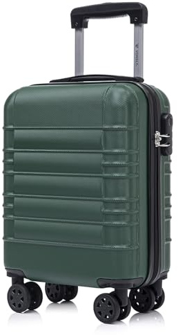 YONSLY Koffer Suitcase S Dunkelgrün, Trolley Reisekoffer, Kabinenkoffer Rollkoffer Handgepäck mit 4 Rollen 360°, Hartschalenreisekoffer, Zahlenschloss, Weicher Gummigriff