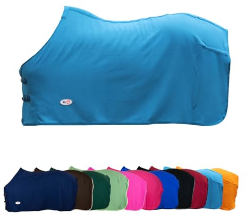 RL24 - Abschwitzdecke Basicline – Pferdedecke – Petrol – 145cm | Transportdecke mit Schweifkordel, Widerristpolster & Metallverschluss – atmungsaktive Fleecedecke – Pferde Zubehör