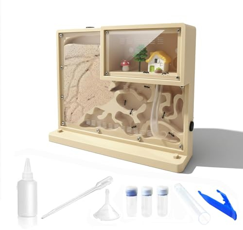 Sand Ant Farm Castle for Kids,Live Ant Habitat Kit with Nutrient Sand - Interactive Ant Colony Observation Terrarium STEM Educational Science Kit for Adults, Students (Yellow)