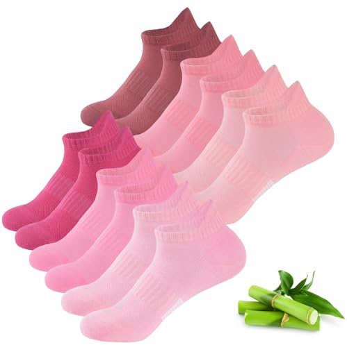 inWarm 6 paia di calzini da ginnastica in bambù，traspiranti，running e sportivi per donna, corti e confortevoli, con elegante confezione regalo per donne e ragazze
