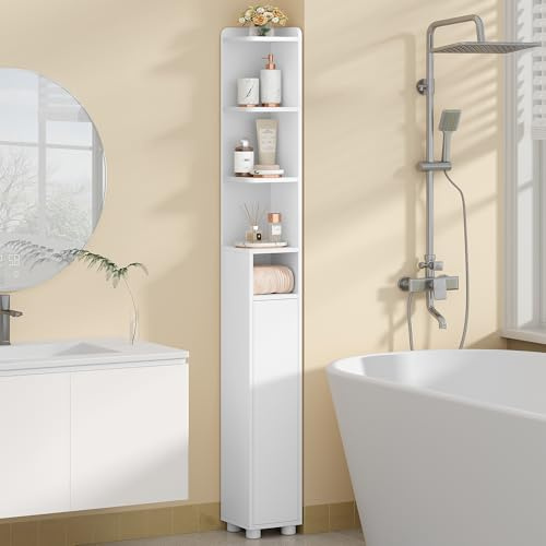 Fobyfurny Slim Bathroom Storage Cabinet, 20 x 20 x 177 cm, White