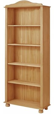 Mette Bücherregal Hoch, Kiefer Natur, 77 x 31 x 181 cm, im Landhausstil für Wohnzimmer, Flur und Arbeitszimmer