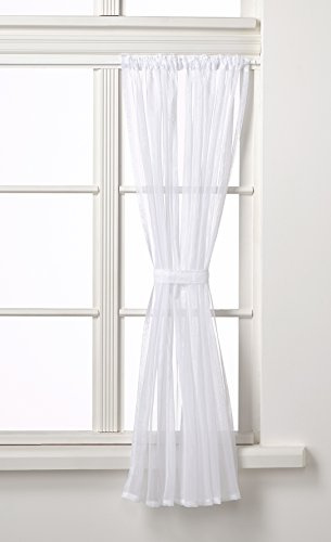 Ideal Textiles Plain Voile Curtain Panel, Slot Top Heading, Rod Pocket Header, Sheer Voile Panels (59 x 48, White)