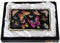 Porte-carte en métal et acier inoxydable avec motif papillon nacré pour femme Noir