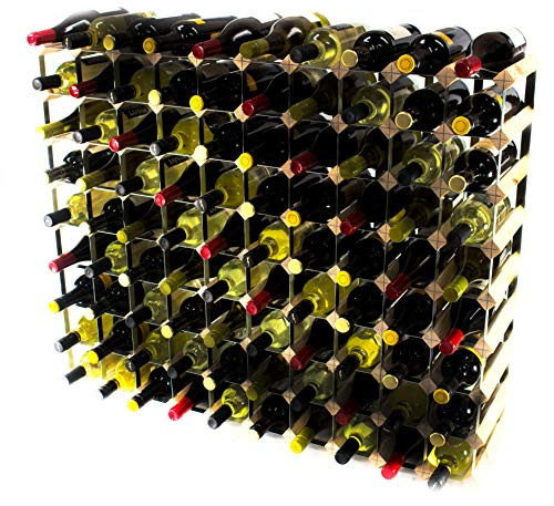 Classic 90 Bottle Wine Rack, Pine Wood and Black Metal | Ready Assembled