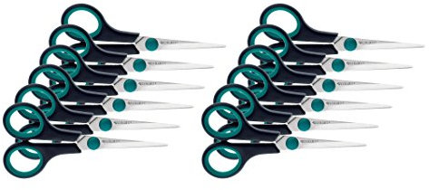 Westcott E-30252 00-I Schere Easy Grip Linkshand, rostfrei, 12 Stück, 13 cm, blau/schwarz