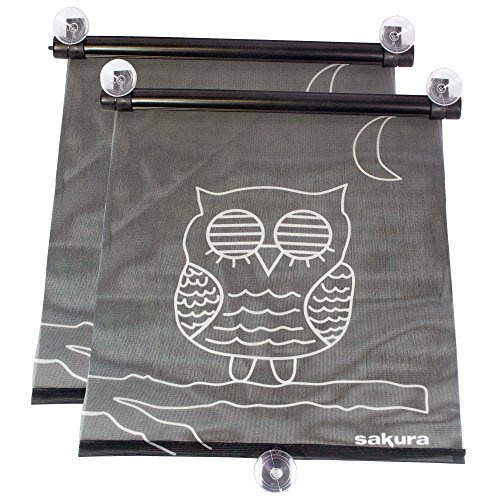 Sakura Roller Sunshades/Sunblinds - Car Side Windows - OWL Design - FITS All Vehicles - Pack of 2