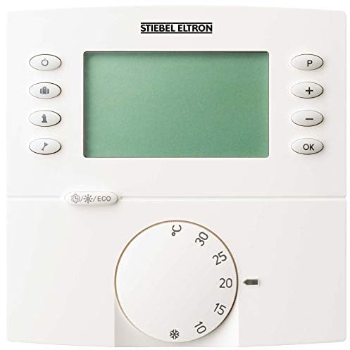 STIEBEL ELTRON Funkraumtemperaturregler SRC C Digital, 2-Punkt-Regler, 5 Betriebsarten wählbar, Anzeige der Wunschtemperatur, Elektronische Temperaturkontrolle, Wochentagsregelung, 234417