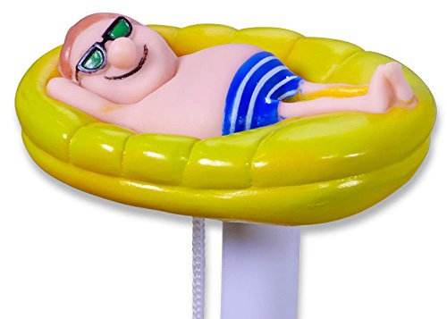 Thermometer mit Motiv Mann auf Luftmatratze