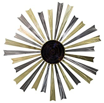 KunstLoft Wanddeko Metall | 100% HANDGEFERTIGT | 110x110x5cm | Wandbild Metall 'Strahlenkranz' | Abstrakte Skulpturen | Gold Silber | Wandskulptur | Metalldeko Wand Wohnzimmer