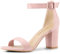 Allegra K - Sandali da donna con tacco grosso, fibbia e cinturino alla caviglia, Rosa (rosa chiaro), 37 EU