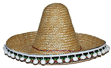 Party Discount NEU Hut Sombrero aus Stoh, Natur, ca. 45cm