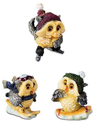 Isideco 3er Set Wintersport Eulen 6cm