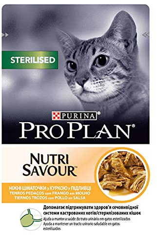 Purina Pro Plan - Comida húmeda para gato esterilizado con pollo en salsa 26 x 85 gr