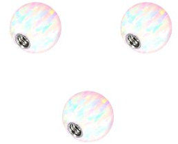 PIERCINGLINE Universelle Schraubkugel mit Gewinde SYNTH. OPAL Piercing Aufsätze Ersatz Weiß 16 x 5 mm