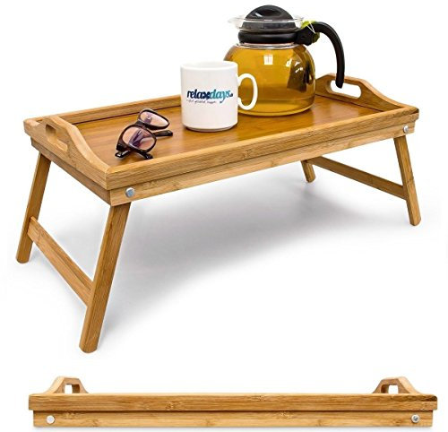 Vassoio da letto in legno di bambù con gambe pieghevoli per servire la colazione lap tray Table Mate