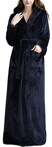 DSNOW Peignoir en polaire chaud pour femme Robe de chambre - Bleu - Large