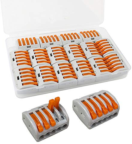 QitinDasen 16Pcs Premium PCT-215 Lever-Nut Wire Connectors, 5 Port Conductor Compact Wire Connectors, Quick Splicing Connector Cable Clamp Terminal Block Spring Connector