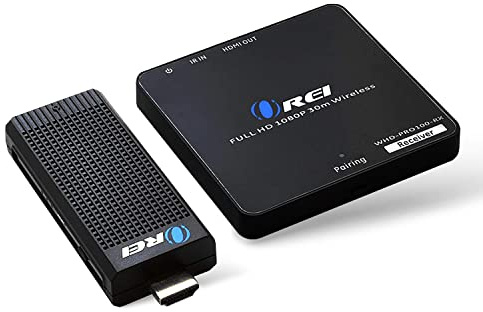 OREI Wireless HDMI Transmitter & Receiver - Extender Full HD 1080p Wirelessly Upto 100 Ft with Dongle - Perfect for Streaming, Laptops, PC, Media and More