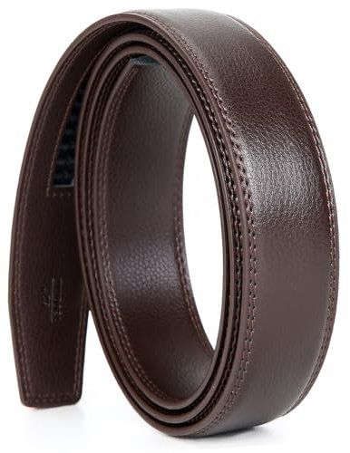 Nelbons Herren Gürtel Ratsche Automatik Gürtel für Männer 35mm Breit Ledergürtel, Ohne Schnalle (Braun N01, Länge 130cm Geeignet für 30-43 taille)…