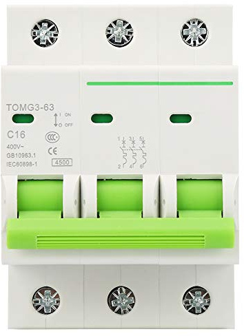 TOMG3-63 C-Typ Leitungsschutzschalter 3P Auslaufschutz 400 V Wechselstrom Luftschalter(16A)