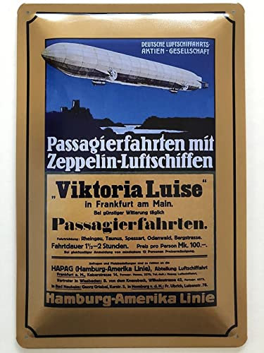 Blechschild 20x30cm gewölbt Zeppelin Luftschiff Deko Geschenk Schild