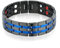 JewelryWe Schmuck Magnetarmband Herren Magnet Therapie Edelstahl Groß Schwer Breit Glieder Link Armband Gesundheit Armkette Armreif für Männer Blau Schwarz
